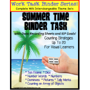 Autism Work Task Binder with Data: Counting to 20 SUMMER THEME Special Education